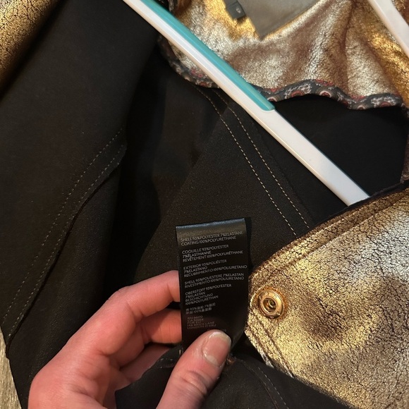 Anthropologie Gold Leather Motorcycle Jacket - Picture 10 of 13